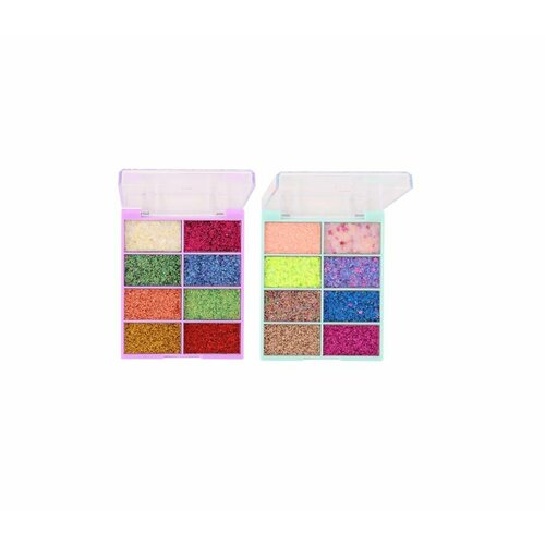 Farres cosmetics Тени для век Heavy Metal Glitter 1254 MIX, 8 цветов, 2 шт