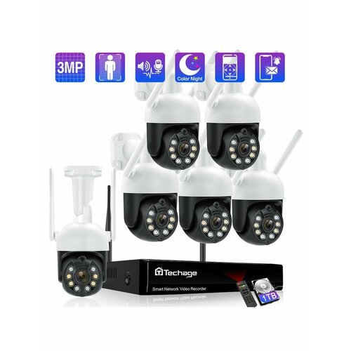 6 камера 3 МП, WIFI комплект камеры(1 ТБ)
