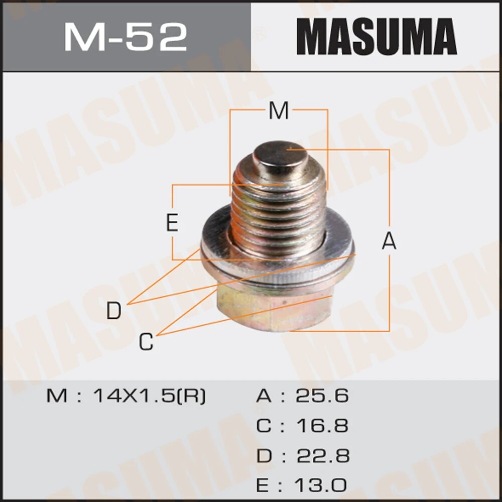 Болт маслосливной С магнитом Masuma M-52