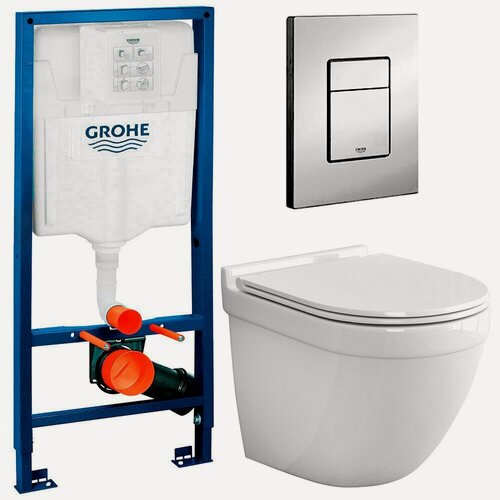 Изображение товара Инсталляция Grohe 38772001 + унитаз Teymi Iva T40601 безободковый с сиденьем