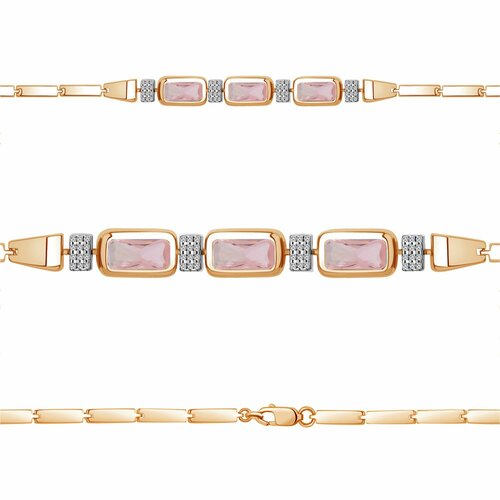 Браслет Diamant online серебро 925 проба золочение морганит фианит длина 16 см розовый 6494₽