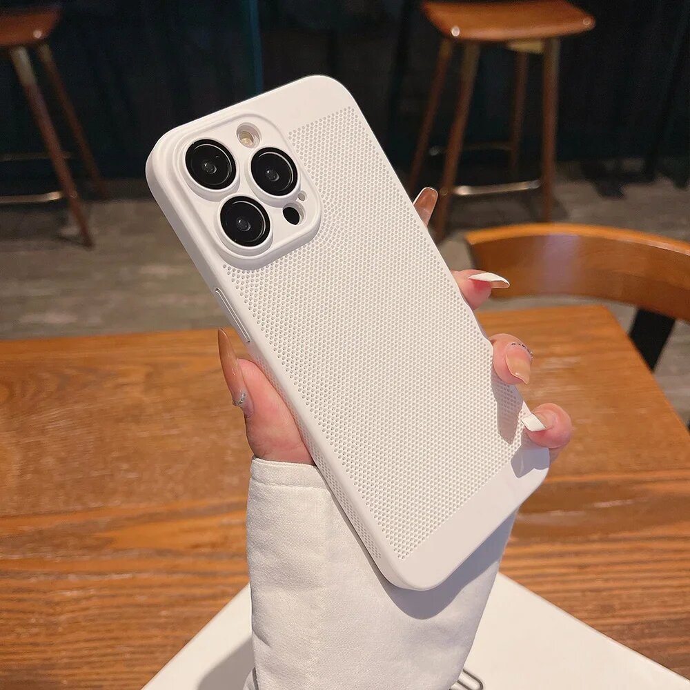 Дышащий охлаждающий чехол с рассеиванием тепла для iPhone 16, 15, Белый, White, For iPhone 16 ProMax