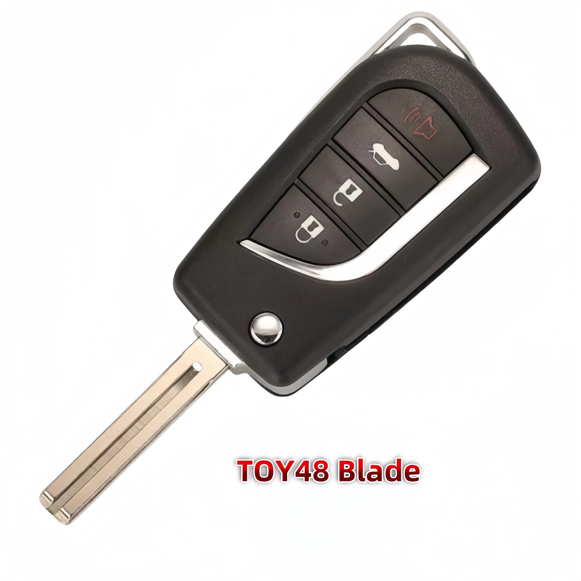 Корпус ключа для Toyota Toy48, 4 кнопки, черный