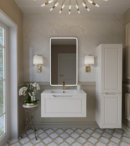 Изображение товара Тумба с раковиной для ванной 80 подвесная Alba Белая, раковина Персона, аквакрафт