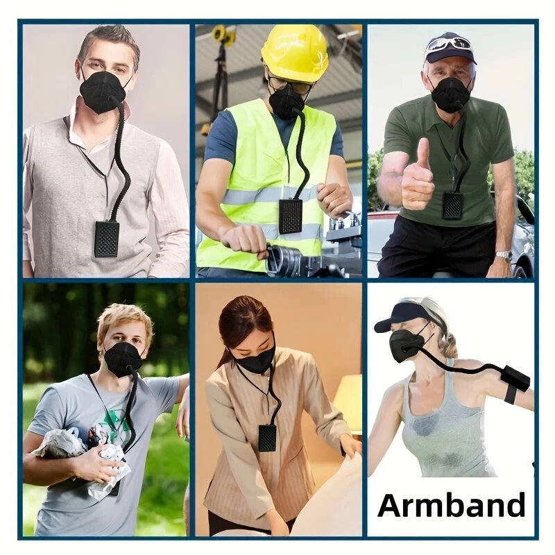 Картинки Электрическая респираторная маска для очистки воздуха без зусиль дыхания — класс KN95, сменный фильтр, вентилятор с электроприводом — пыль, деревообработка, Black Mask