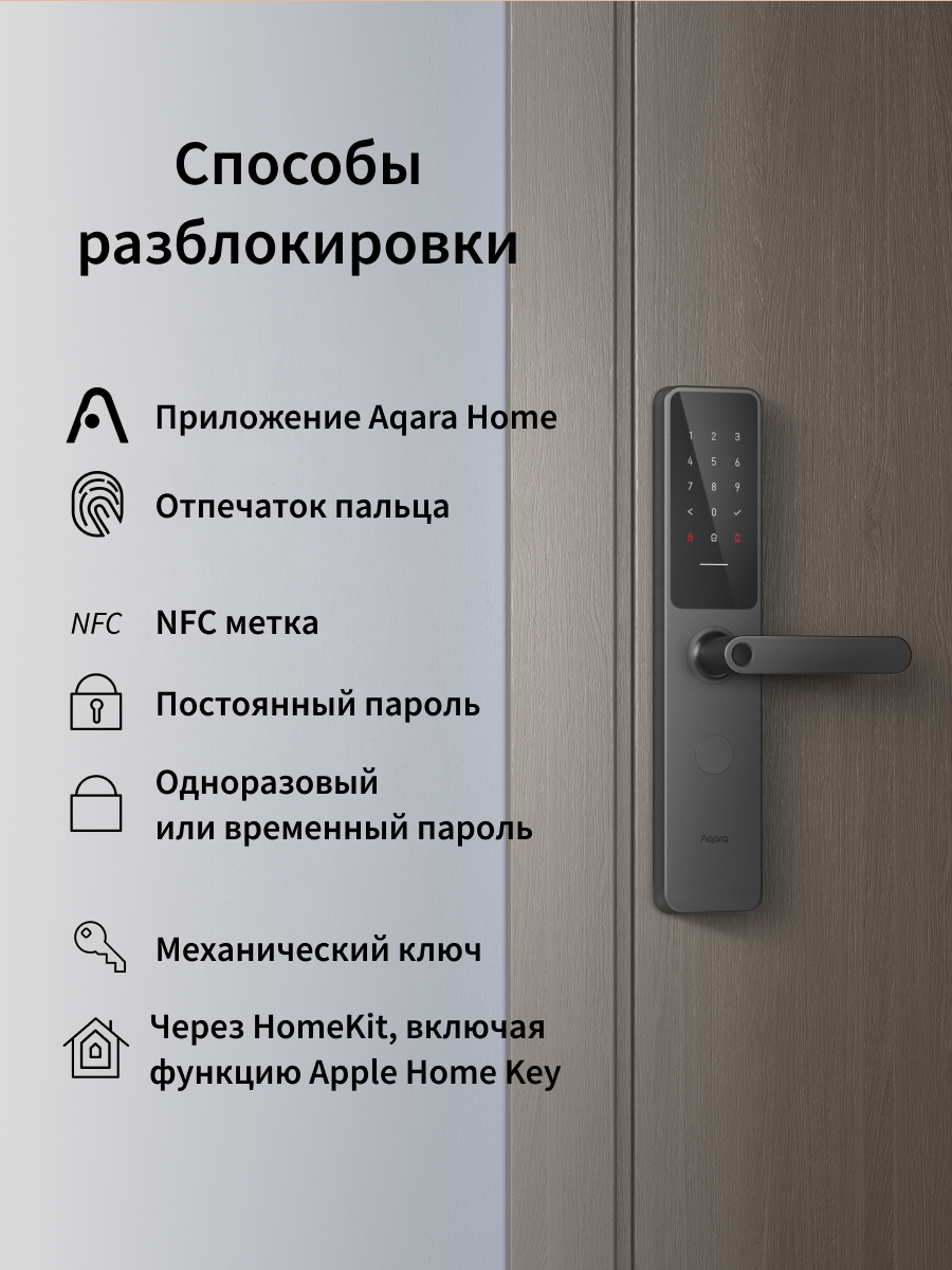 Умный дверной замок Aqara A100 ZNMS02ES, Zigbee 3.0, Bluetooth 5.0 — фото 1