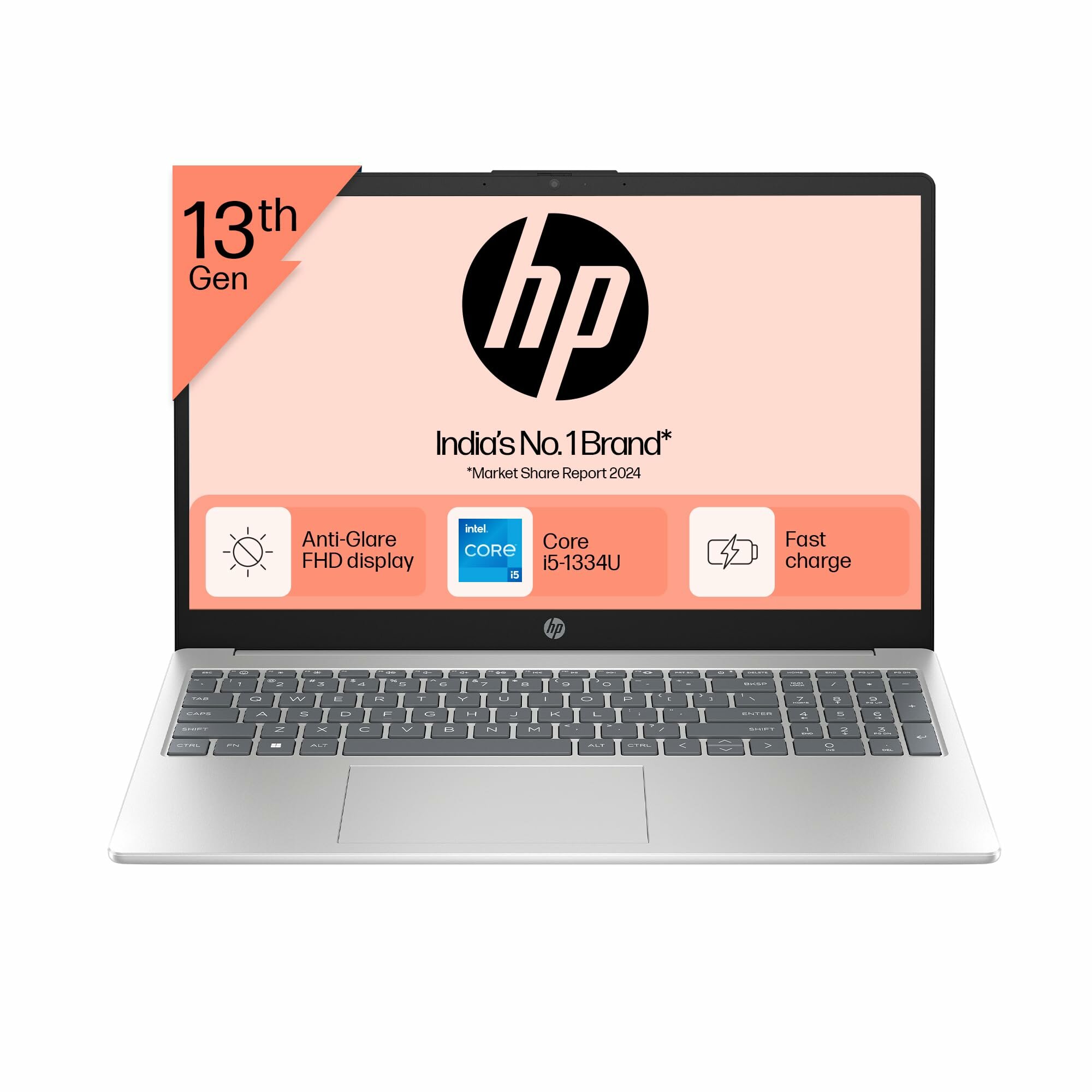 Ноутбук HP 15-fd0311tu (LV5) (Intel Core i5-1334U/ DDR4 8GB/ SSD 512GB/ 15.6" FHD/ Backlit/ NoOS) Silver (A3LV5PA)
