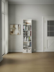 Шкаф книжный Booking, стеллаж белый ЛДСП 50х25х190см (ШхГхВ)