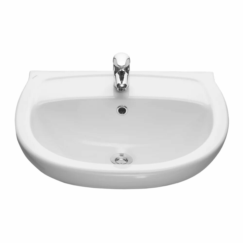 Раковина Santeri Версия 131115S0011B0 57 подвесная  56  5 см  фарфоровая  раковина для ванной  белая  полукруглая  со сливом переливом