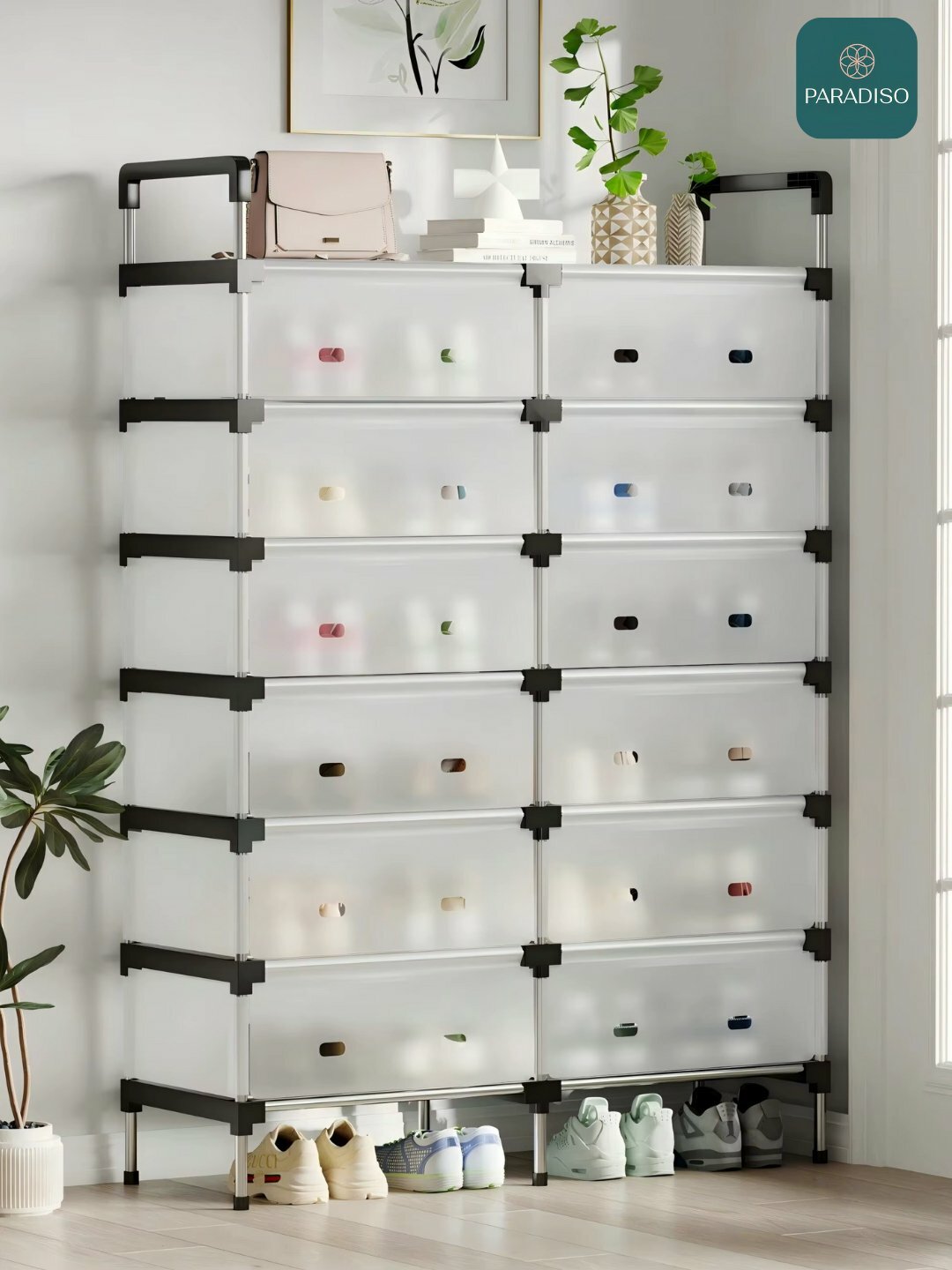 Шкаф для обуви с дверцами, многоярусная полка-органайзер для хранения, для дома и прихожей