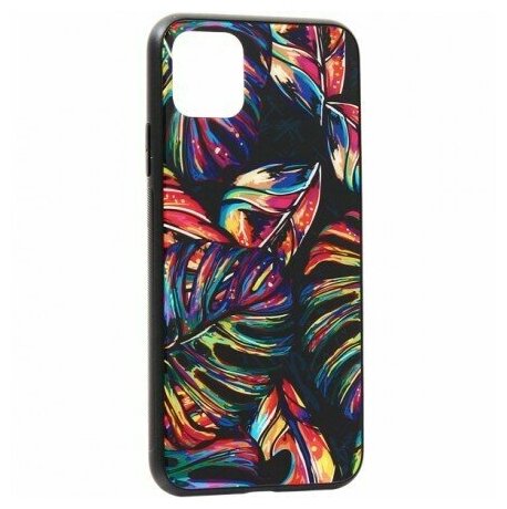 Чехол-накладка закаленное стекло Deppa Glass Case D-87266 для iPhone 11 Pro Max (6.5") 2.0мм Листья