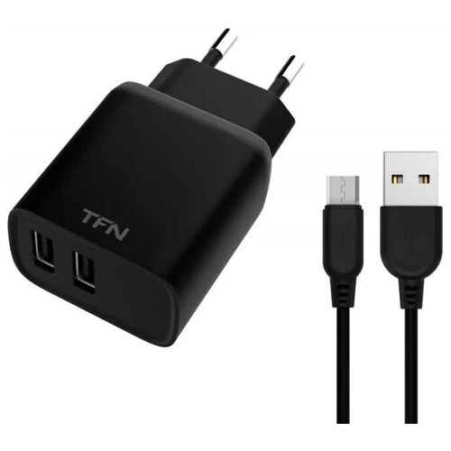 фото Сетевое зарядное устройство tfn 2 rapid 2.4a+microusb black