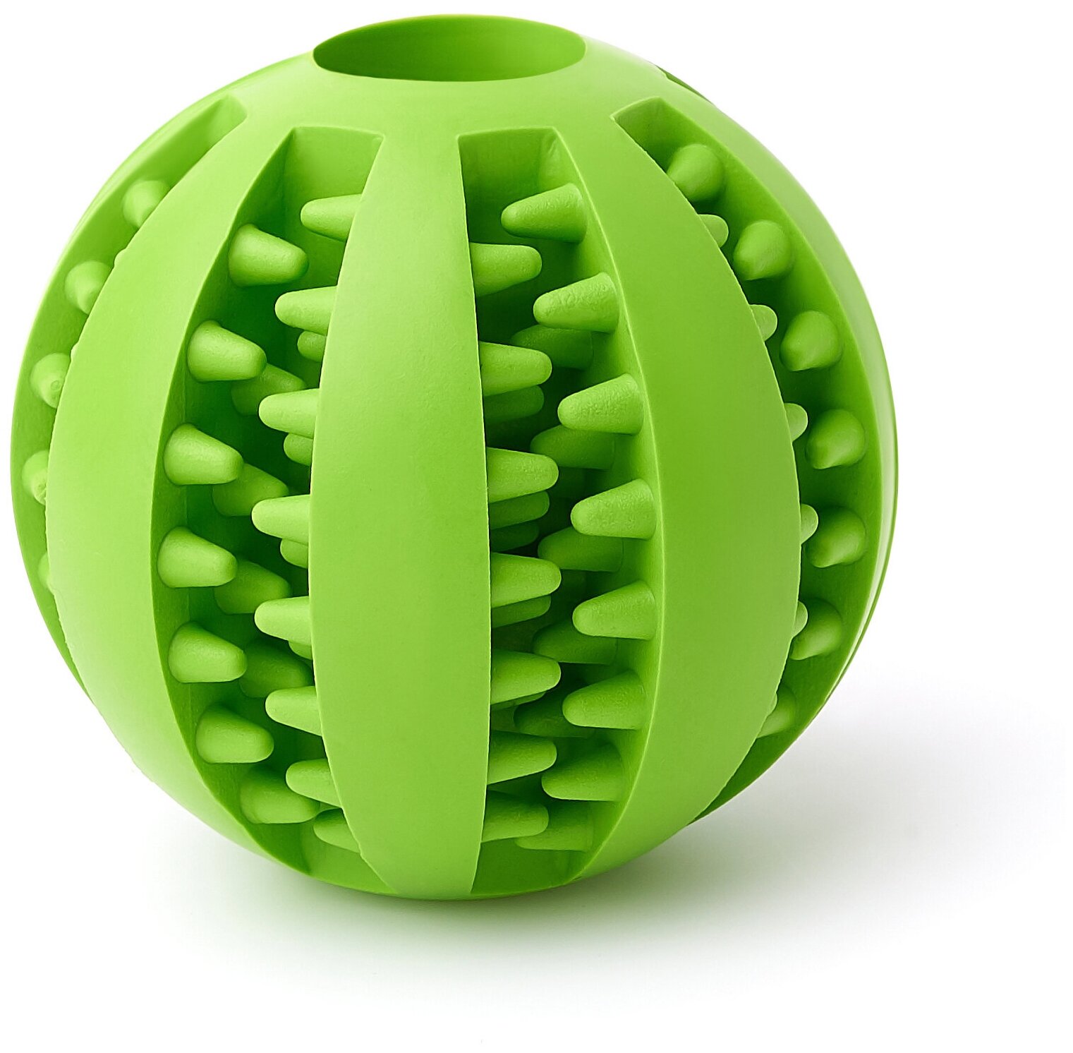 Игрушка мяч для собак резиновый неубиваемый "Чистые Клыки", "Играй Гуляй", со вкусом мяты, цвет: зелёный, диаметр 5 см