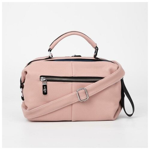 фото Саквояж кнр 2 отдела на молниях, длинный ремень, розовый