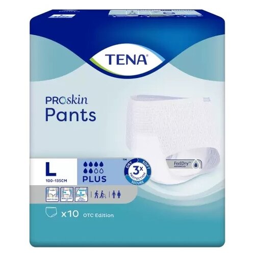 Tena Подгузники-трусы Tena Pants Plus Large, объем талии 100-135 см, 10 шт.