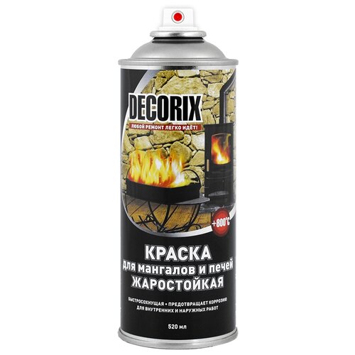 Краска Decorix для мангалов и печей, RAL9011 графитно-черный, матовая, 520 мл