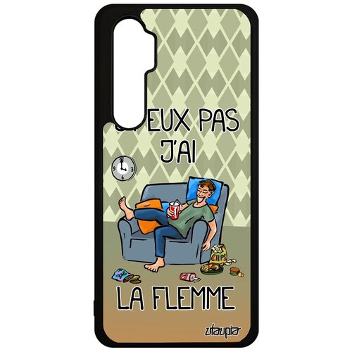 фото Ударопрочный чехол на смартфон // xiaomi mi note 10 lite // "не могу - мне лень!" надпись шутка, utaupia, зеленый