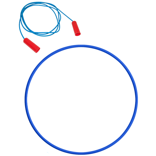 Набор спортивный детский для активных упражнений и игр/ Скакалка спортивная + Обруч 60 см. синий