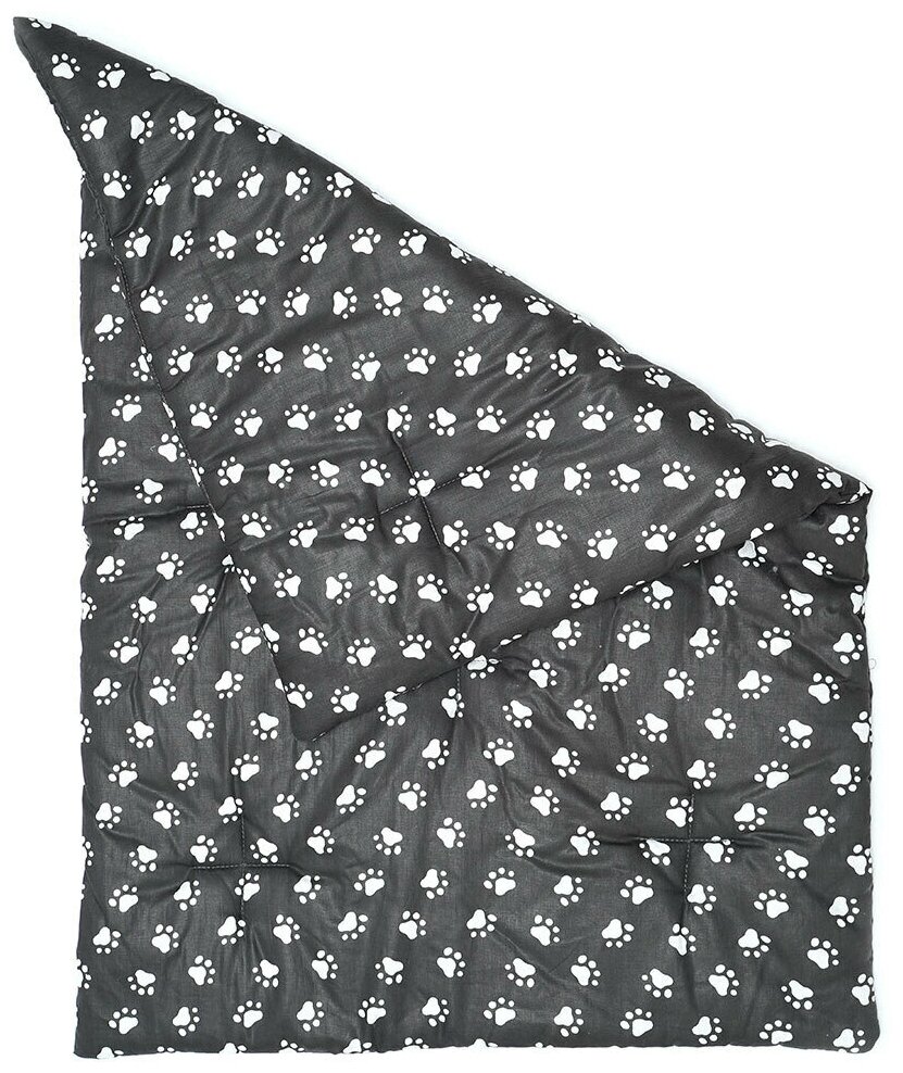 Коврик-подстилка для кошек и собак ZOOTORIKA прямоугольная стёганая "Лапки", черная, 97х67 / Лежанка, Лежак для животных