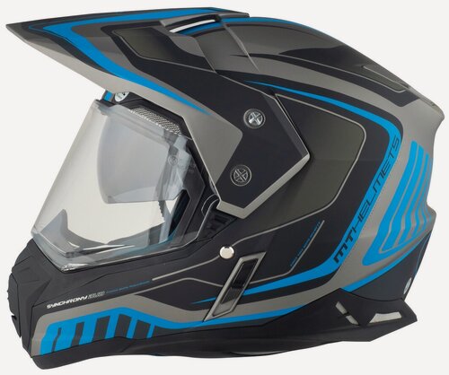 Изображение товара Кроссовый шлем для мотоцикла эндуро с визором MT SYNCHRONY Duo Sport Tourer (S, Matt Titanium Black Blue)