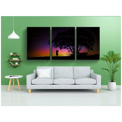 фото Набор модулных постеров для интерьера "любовники, романтика, звездное небо" 60x90 см. в тубусе, без рамки lotsprints