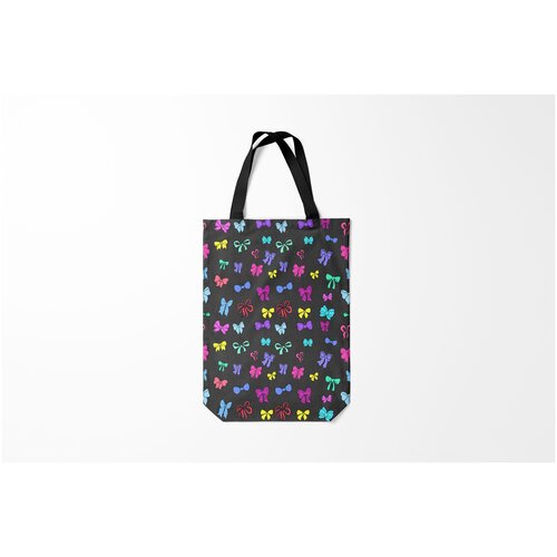 фото Сумка-шоппер / 31х42 см / популярные иллюстрации / узоры банты радужные на темно сером burnettie