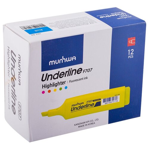 фото Munhwa набор текстовыделителей underline, 12 шт., голубой