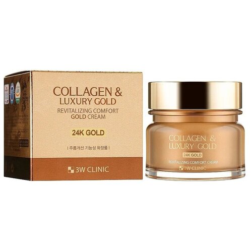 Купить Омолаживающий крем для лица с коллагеном и коллоидным золотом 3W Clinic Collagen & Luxury Gold Revitalizing Comfort 24K Gold Cream