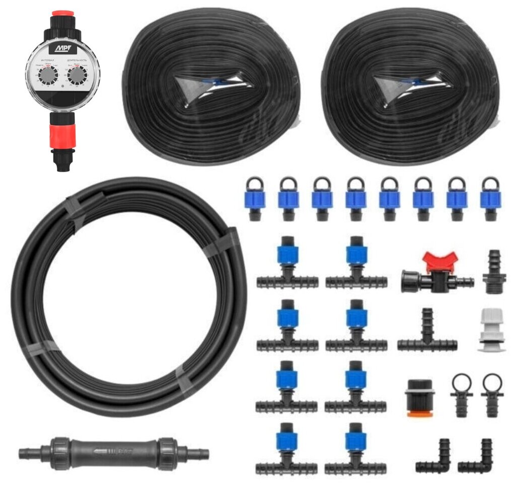 Набор капельного полива с электронным таймером "МАСТЕРСАД-100", длина ленты: 100 м, кол-во растений: 250 шт. - фотография № 4
