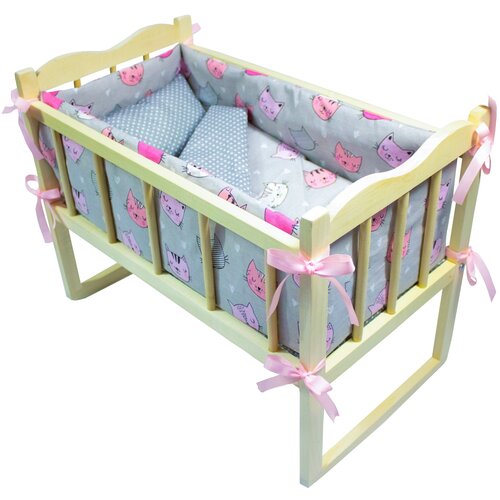 матрас для детской кроватки кроватка для новорожденного комплект постельного белья 100 56 см Кроватка для кукол до 50см с комплектом белья: кроватка-качалка, деревянная кукольная кроватка