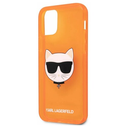 фото Lagerfeld для iphone 12/12 pro (6.1) чехол tpu fluo choupette hard transp orange, шт karl lagerfeld