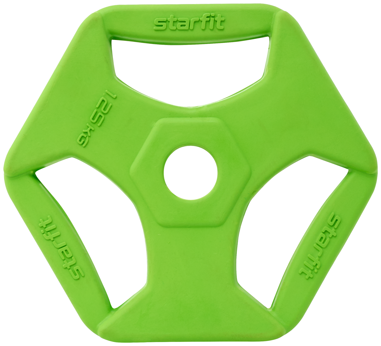 Диск обрезиненный с хватами STARFIT BB-205 1,25 кг, d=26 мм, зеленый, 2 шт