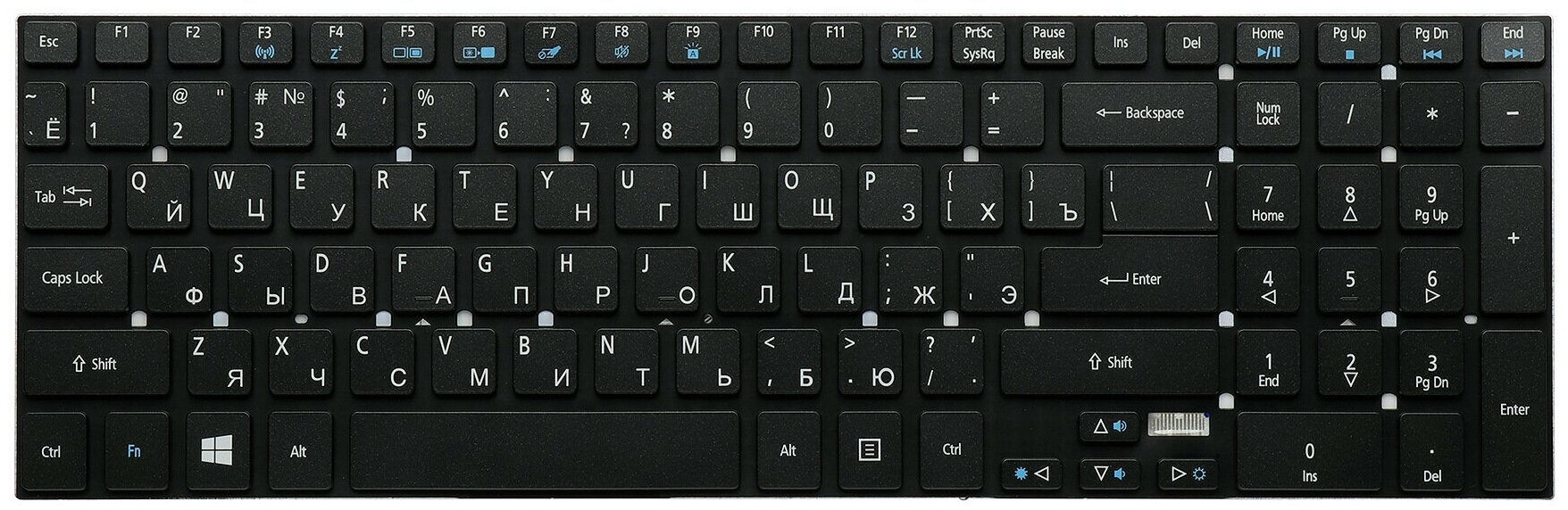 Клавиатура для ноутбука Acer Aspire V3 V3-551 V3-771 5830T 5755G Series Г-образный Enter Черная без рамки PN MP-10K33SU-698