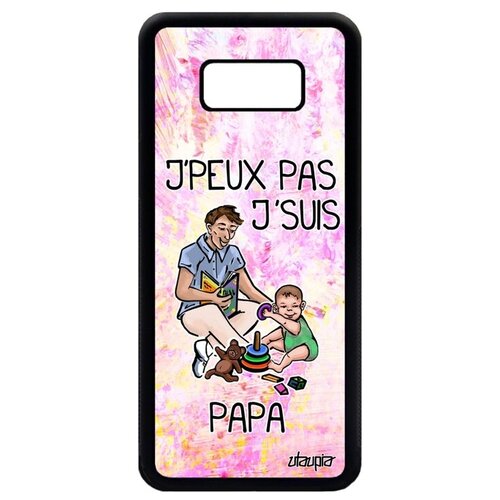 фото Ударопрочный чехол на смартфон // samsung galaxy s8 plus // "не могу - стал папой!" комикс отец, utaupia, светло-розовый