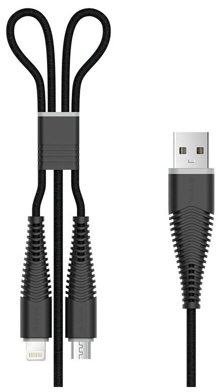 USB-кабель Devia Fish 2 в 1: Micro USB и Lightning черный