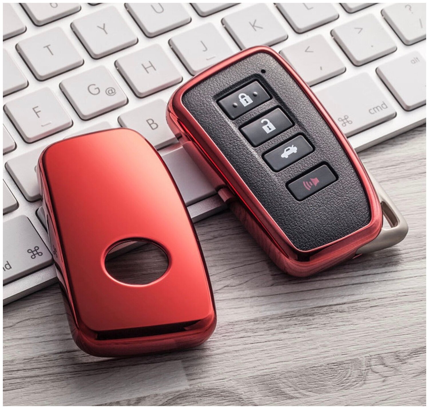 Защитный чехол красный для корпуса электронного smart смарт автомобильного ключа зажигания марки LEXUS NX RX 200 250 300 RX200 ES UX GX LX LC Лексу.