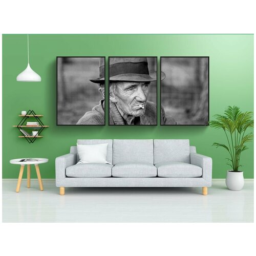 фото Набор модулных постеров для интерьера "пожилой человек, шапка, бедные" 60x90 см. в тубусе, без рамки lotsprints