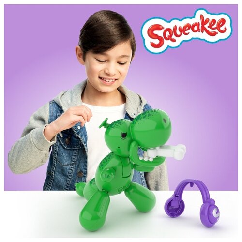 Купить Сквики / Сквики Дино Игровой набор Динозавр интерактивный с аксессуарами. Игрушка Squeakee the Balloon Dino, зеленый, пластик, unisex