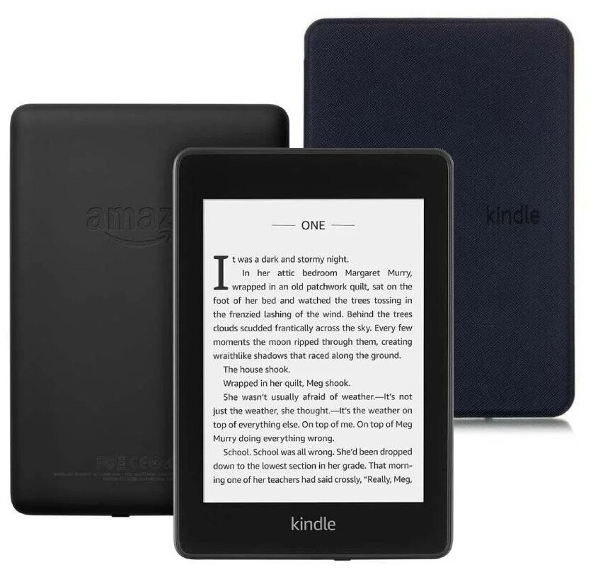 Электронная книга Amazon Kindle Paperwhite 2018 8Gb Ad-Supported Black + Чехол UltraSlim синий