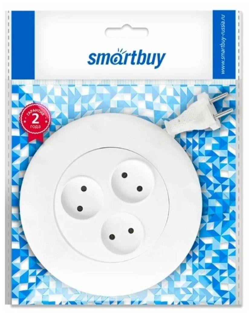 Удлинитель SmartBuy SBE-10-3-03-W 3 розетки б/з 10А / 2200 Вт