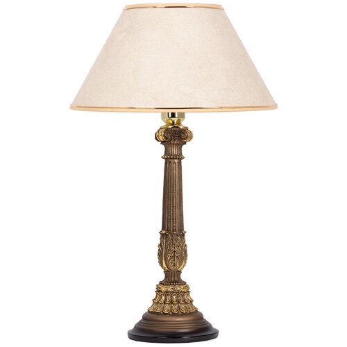 Настольная лампа BOGACHO Колонна испанская бронзовая с молочным абажуром