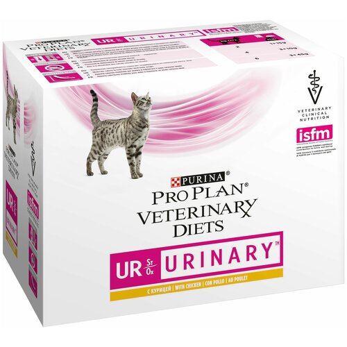 Влажный корм Pro Plan Veterinary Diets UR для кошек при болезнях нижних отделов мочевыводящих путей c курицей, 10 шт