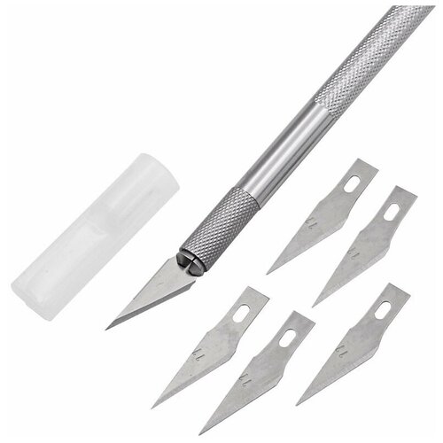 Скальпель нож / Канцелярский нож + сменные лезвия / Нож для точных работ 2 шт. макетный нож скальпель 8 мм 6 лезвий в блистере