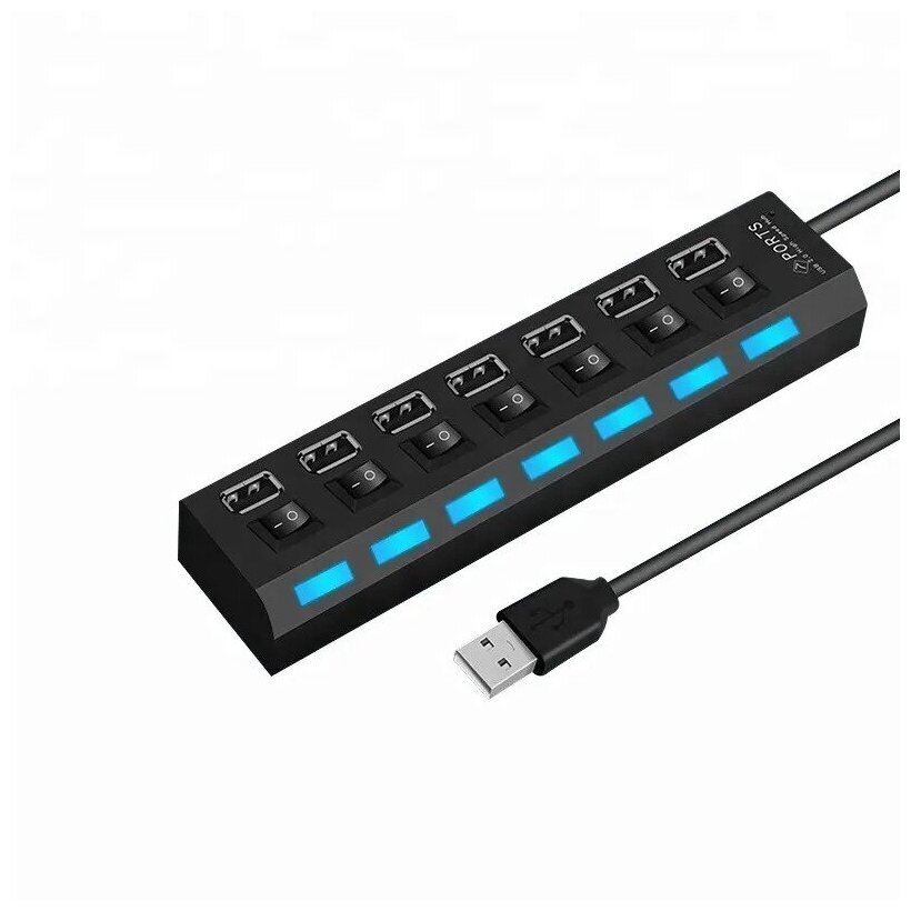 USB Hub разветвитель на 7 USB с выключателями