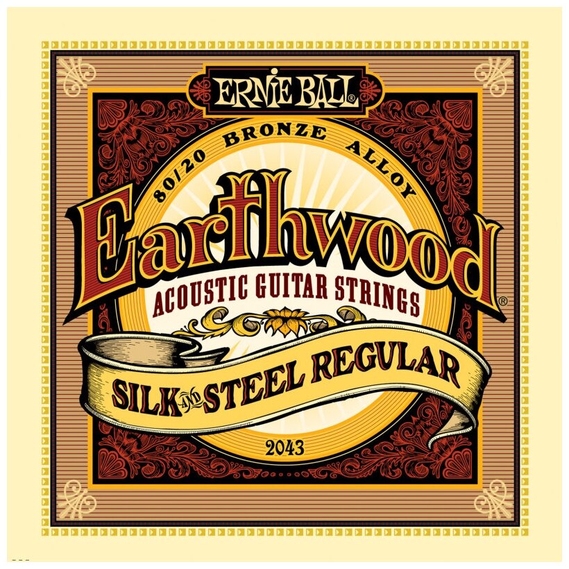 Ernie Ball 2043 Earthwood Silk & Steel Regular 80/20 Bronze струны для акустической гитары (13-56)