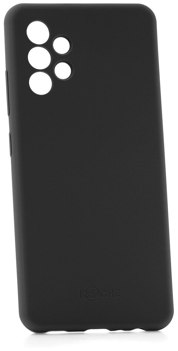 Чехол на Samsung Galaxy A32 Kruche Silicone Plain черный, противоударный пластиковый кейс, защитный силиконовый бампер, софттач накладка с защитой камеры