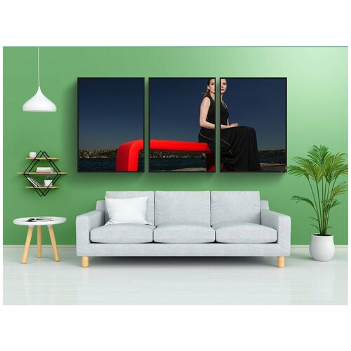 фото Набор модулных постеров для интерьера "модель, платье, черный" 60x90 см. в тубусе, без рамки lotsprints