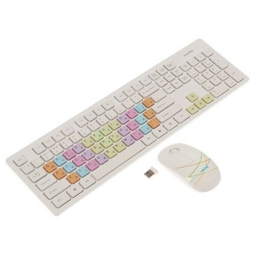 Smartbuy Комплект клавиатура и мышь Smartbuy 218346AG, беспроводной, мембранный, 1500 dpi, белый