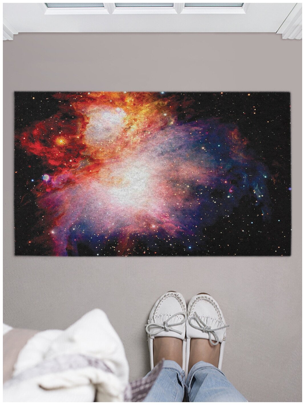 Придверный коврик в прихожую JoyArty "Звездные мечты" для обуви, на резиновой основе, 75x45 см - фотография № 1