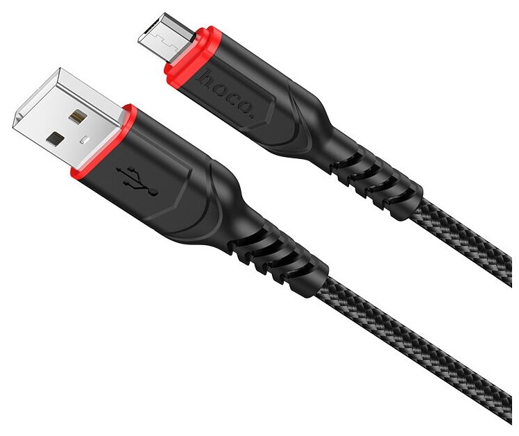 Дата-кабель USB 2.4A для micro USB Hoco X59 нейлон 1м Black